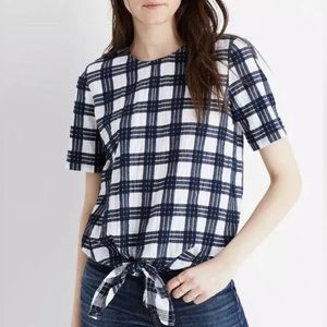 NWOT Madewell Plaid Tie Front Top